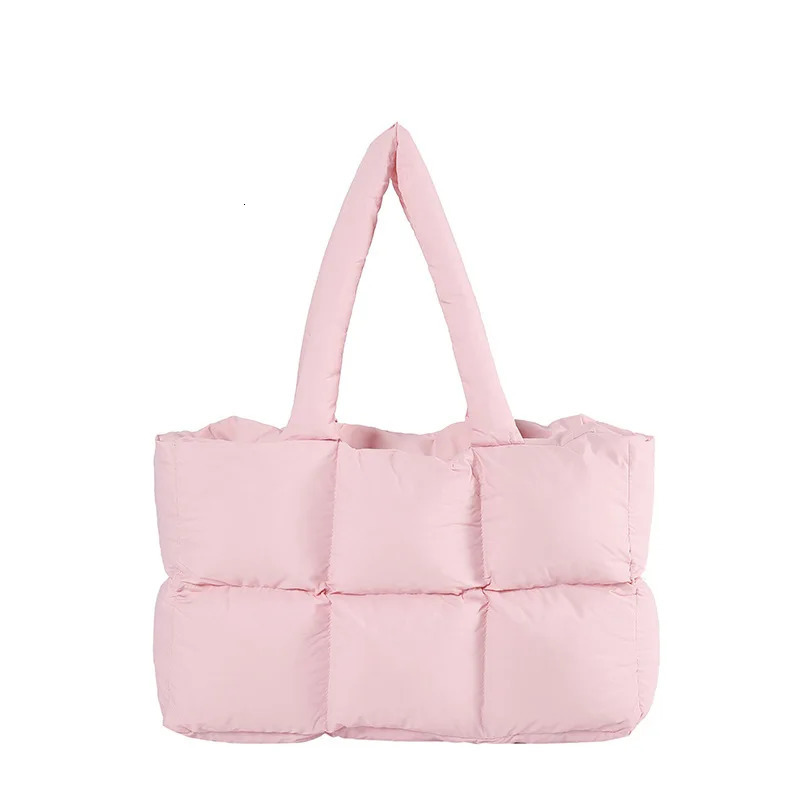 Fashion Large Capacity Padded Women Shoulder Bag er Quilted Lady Handbag Casual Nylon Soft Puffer Bag Big Tote Purse 2024 241115