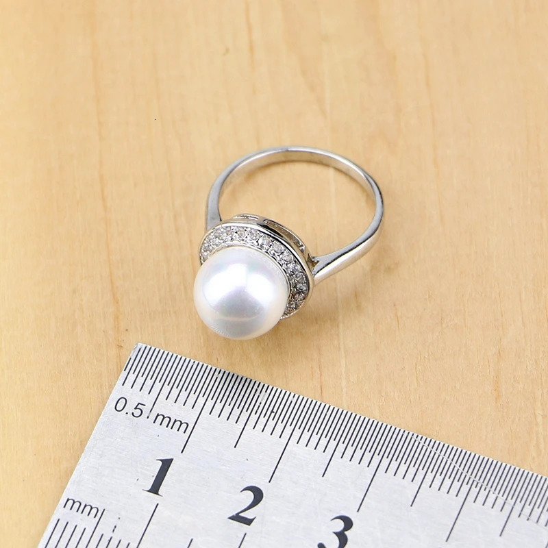 Pearl with Pearl 925 sterling silver jewelry set suitable for women pendant earrings rings necklace set free gift box direct 241115