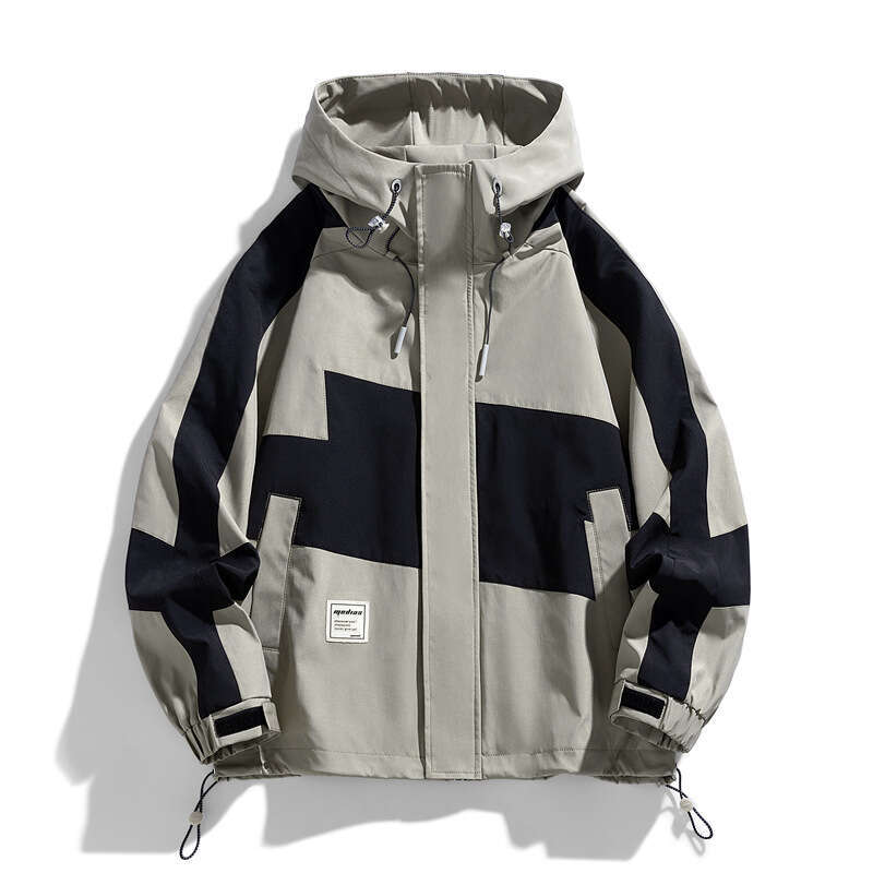 NASA Color Blocked Patchwork Jacket For Men's Clothing, Spring And Autumn Hooded Jacket, Trendy Brand Loose Workwear Top