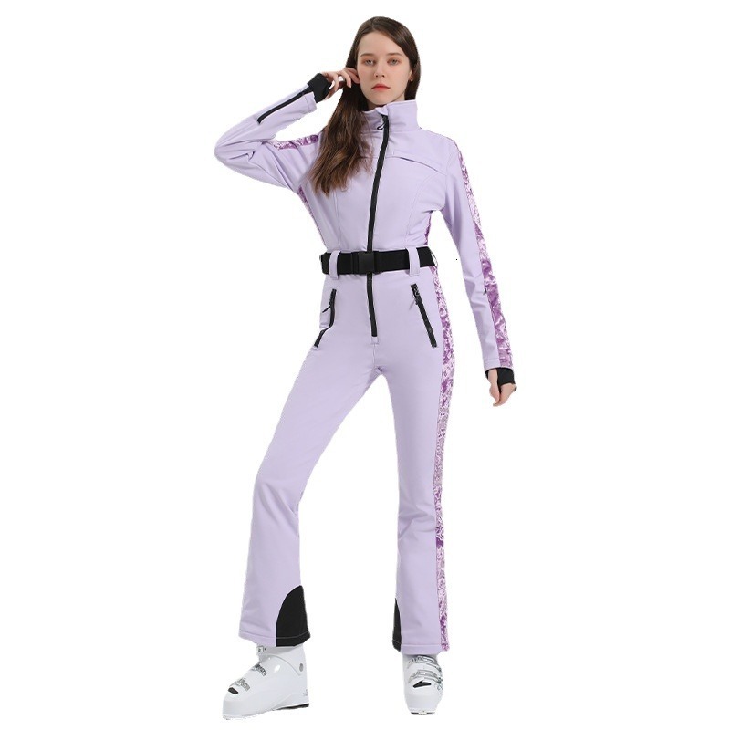 GSOU SNOW One-Piece Suit Women Slim Overalls Outdoor Double Plate Jumpsuits Wind Proof Waterproof Ski Set Winter Clothing