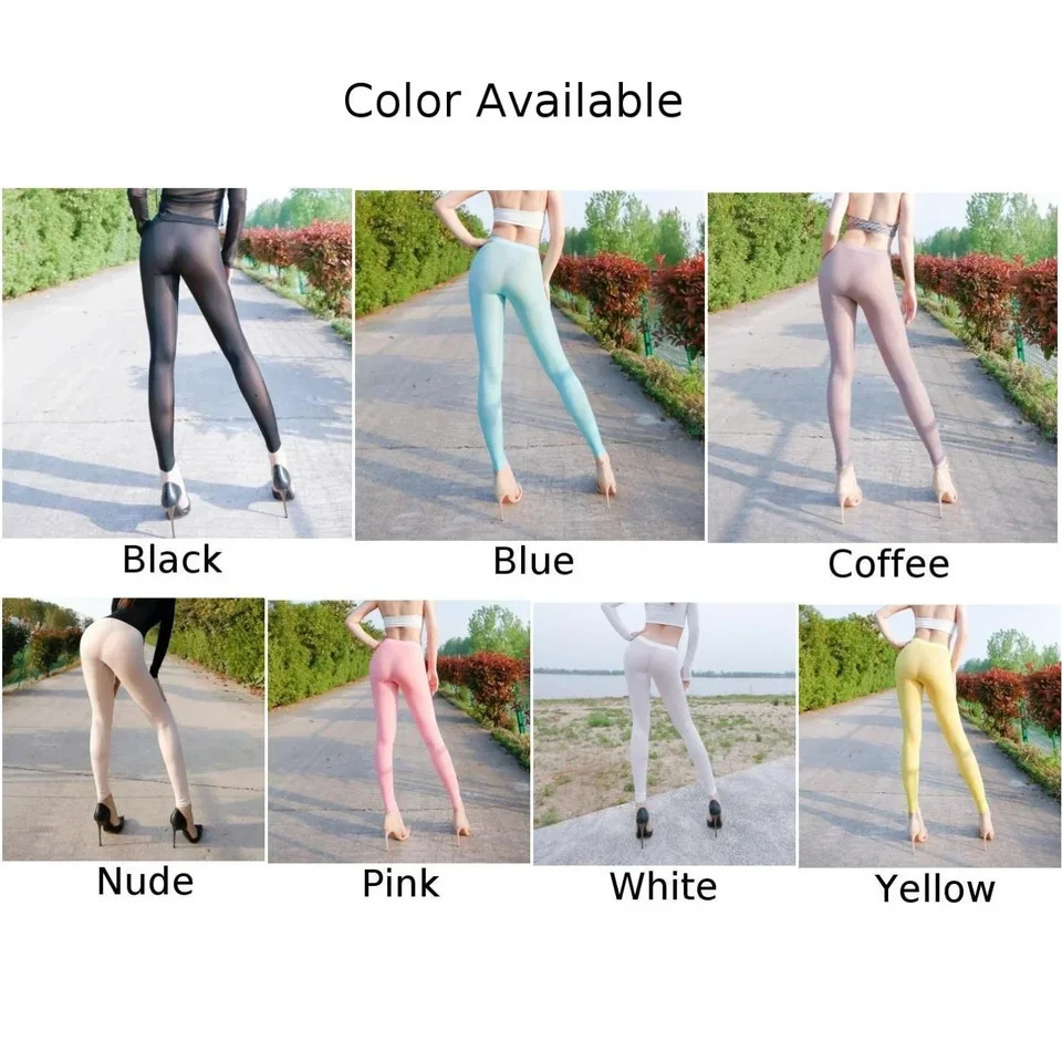 Sexy womens long pants silk transparent long legs high elasticity transparent underwear 241115