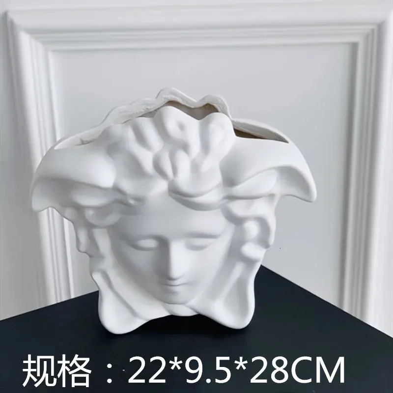 Nordic Human Face Resin Vase Medusa Flower Arrangement Gorgon Dried Office Home Interior Decor