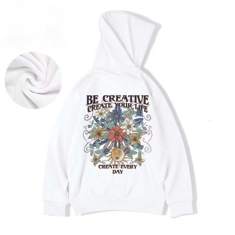 Designer's new M-8XL men's hoodie with American sun and moon pattern, oversized loose hoodie, student style large hoodie