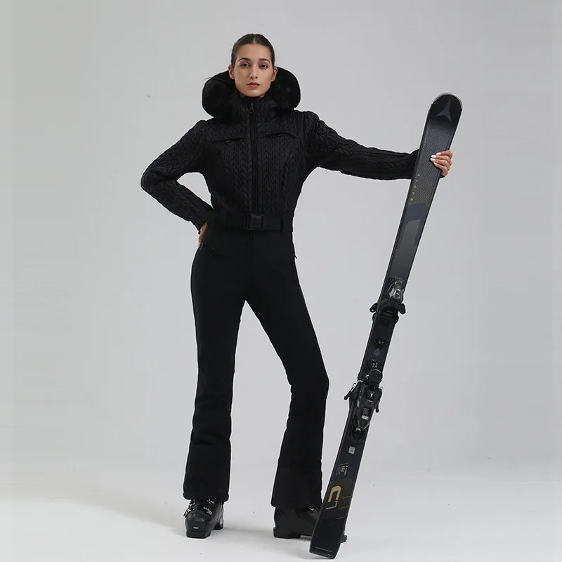 2025 Winter Fit Skiing Suites Women Warm Snow Jumpsuit Outdoor Waterproof Windproof Ski Clothes Pro Snowfield Tracuit Hoodie
