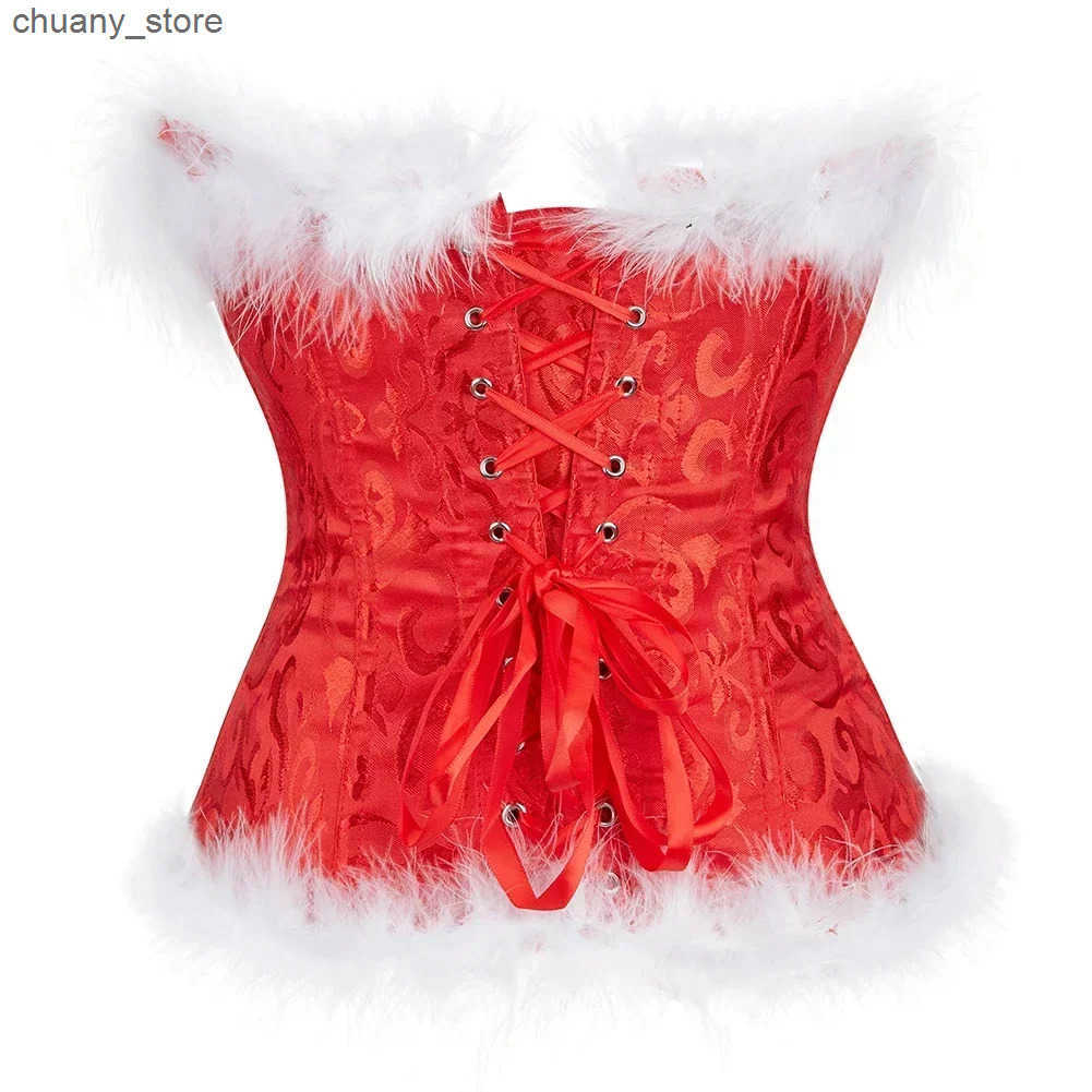 Belts Christmas Corset for Women Halloween Bustiers Feather Corsets Gothic Party Night Corsage Korsett Burlesque Costumes Plus Size L240910