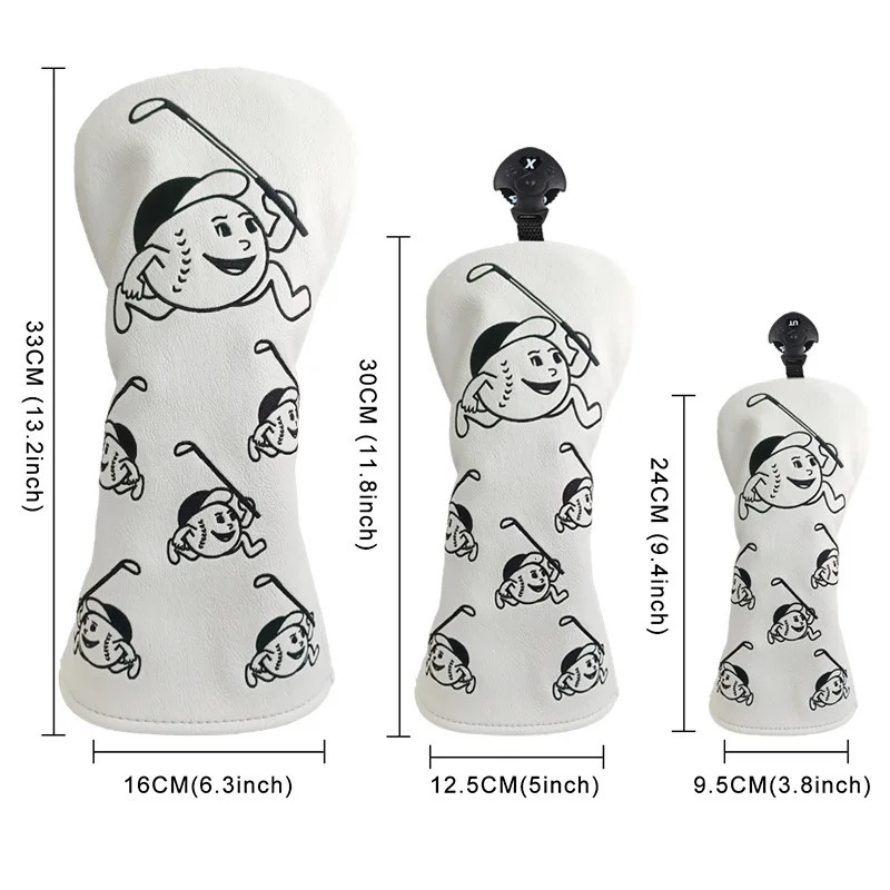 Simple smiley face cute cartoon golf club Headcover #135 UT for Driver Fairway Woods cover Hybrid Covers PU Leather Protector 241115