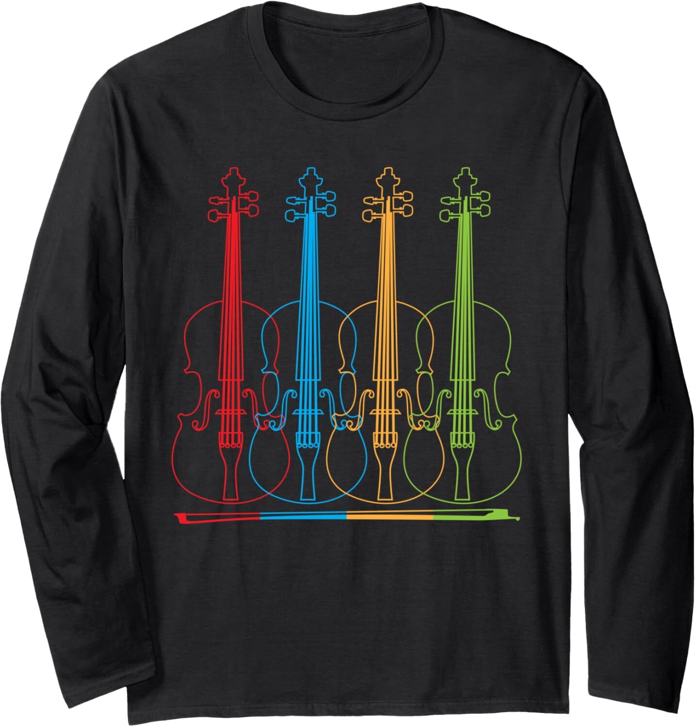 Long Sleeve Shirts for Men sweatshirt Vintage Colorful Violin Cute Design Funny Music Gift Long Sleeve T shirt Tee Streetwear Casual tops clothes fash