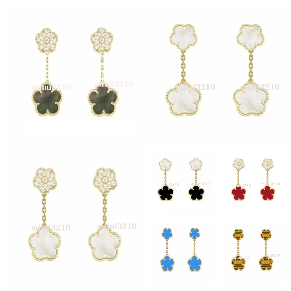 S925 earrings designer earrings 18K Gold Plated clover earrings Luxury Jewelry Accessory diamond earrings designer jewelry oorbellen motifs pendant