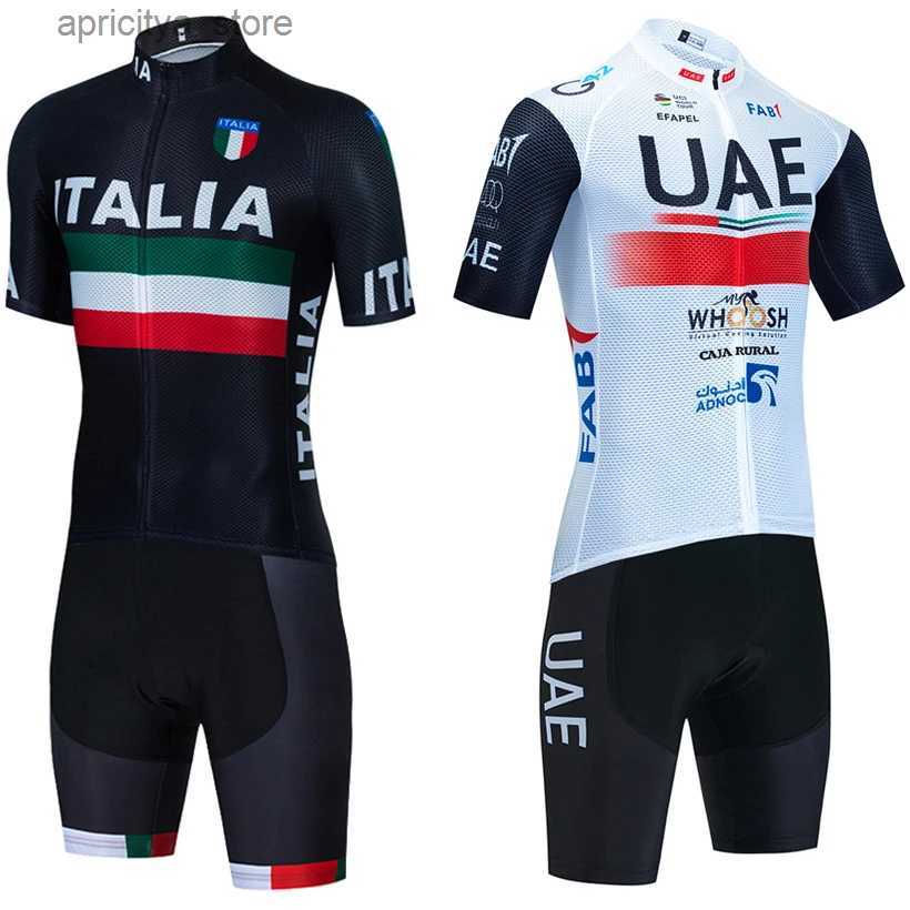 Cycling Jersey Sets 2024 ITALIA Cycling Jersey 3 Pockets Pro Road Bike Maillot JERSEY Shorts Set Men UAE Team Ropa Ciclismo Bicycl T-shirt Clothi