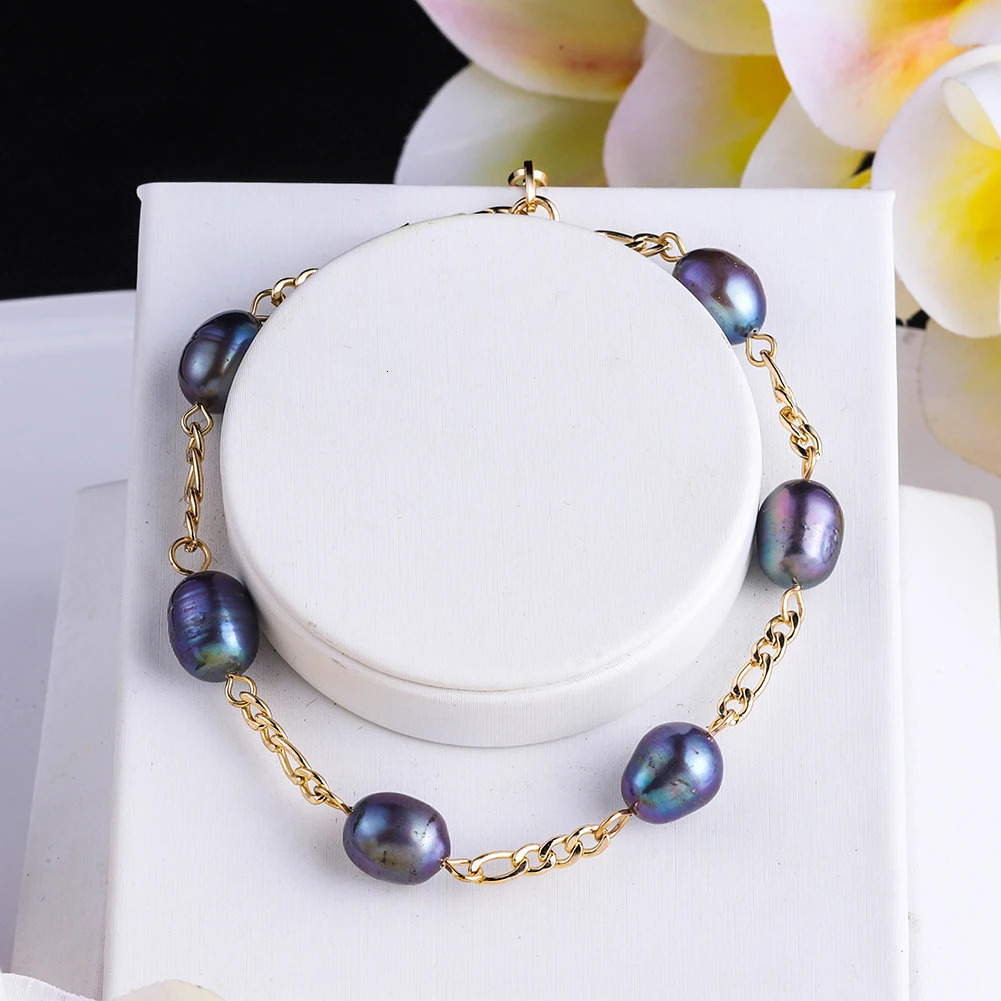 Cring Coco Womens Necklace Set Fashion Hawaiian Black Pearl Jewelry Set Freshwater Baroque Bracelet Earrings Jewelry Set 241115