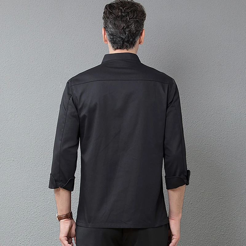 High Quality Black Long Sleeve Master Cook Work Uniforms Restaurant el BBQ Kitchen Workwear Clothing Food Service Chef Tops 240412