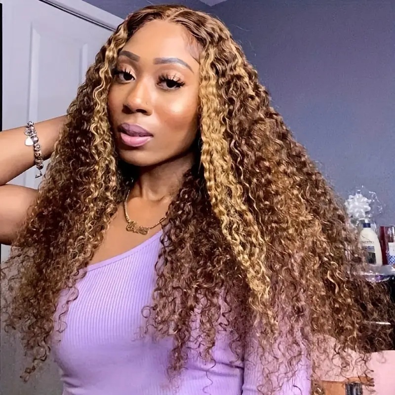 Fashion piano color small curly synthetic wig African hot sale coiled afro long curly wig