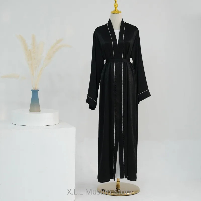 Long Loose Embroider White Open Kimono Abayas Kaftan Solid Islamic Green Abaya Dubai Womens Prayer Clothing 241111