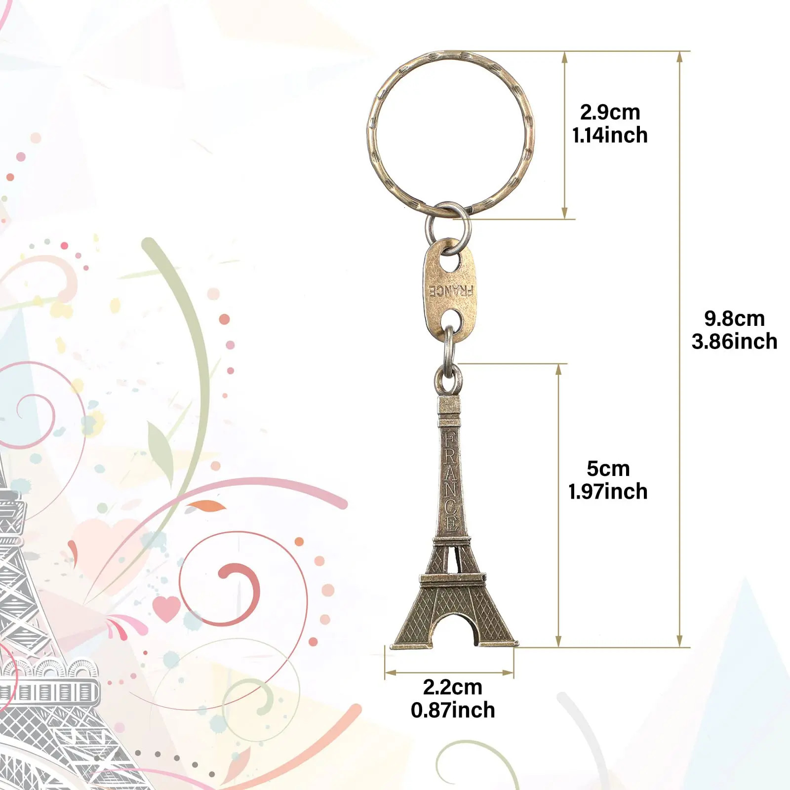 120 Eiffel Tower keychains vintage keychains decorative wallets charming statue models ball keychains French souvenirs 241115