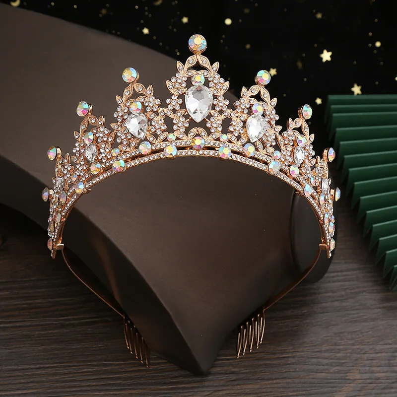 AINAMEISI Fashion Bridal Crown Wedding Alloy Rhinestone Crown Queen Birthday Non slip Comb Headband Jewelry 241115