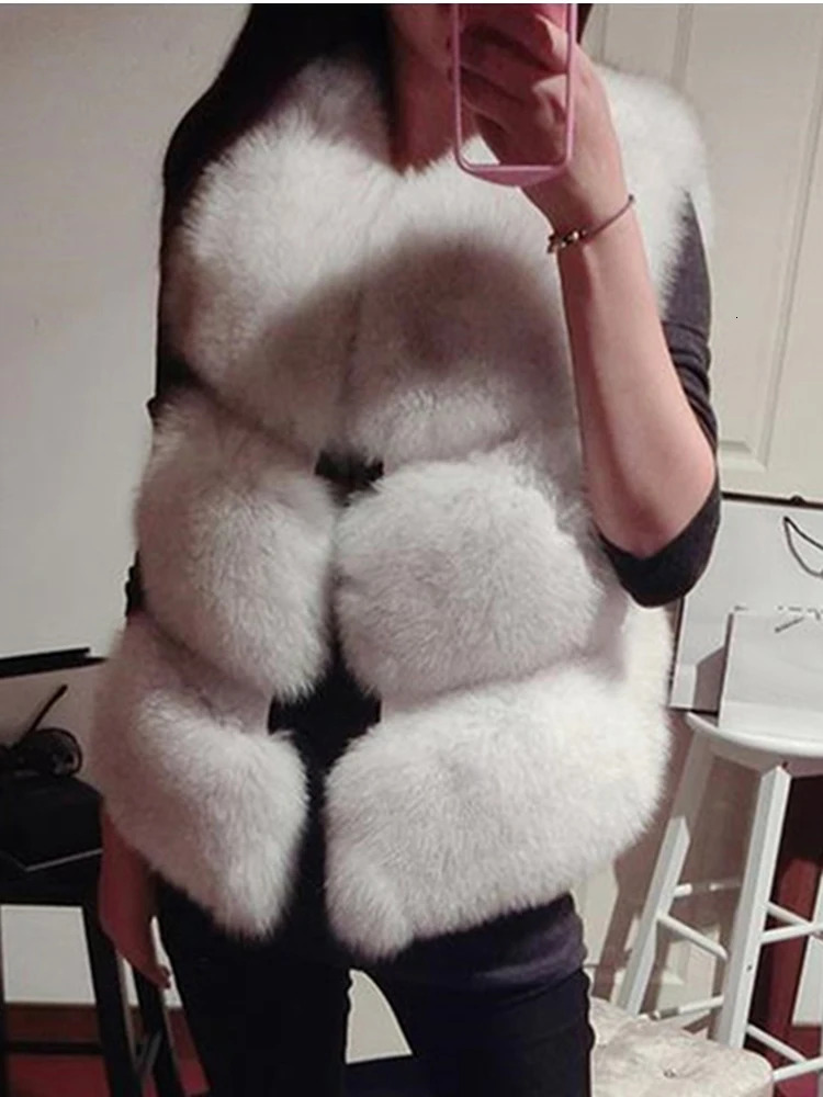 ZADORIN 3XL Autumn Winter Thick Warm Faux Fur Vest Women High Quality Fashion VNeck Short Coat Female Waistcoat 241115