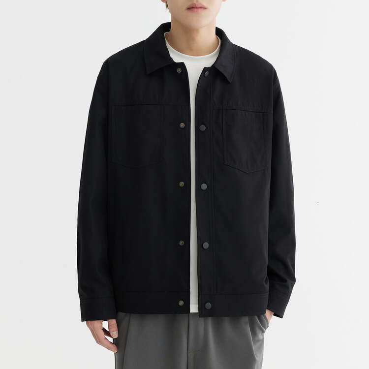 Wuge Solid Color Simple Basic Lapel Men's 2024 Spring New Style Trendy Versatile Casual Jacket Men