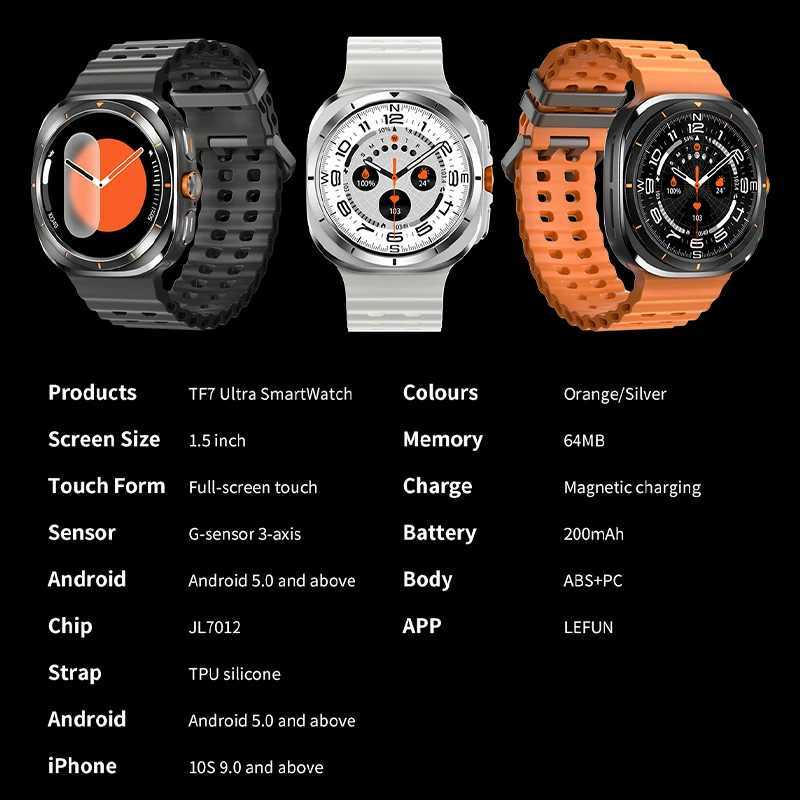 2024 New Mtifunction Galaxy 7 tra AMOLED Sn Mti Function Sports Fiess Tracker Healthy Mens Smart Watch Y241114