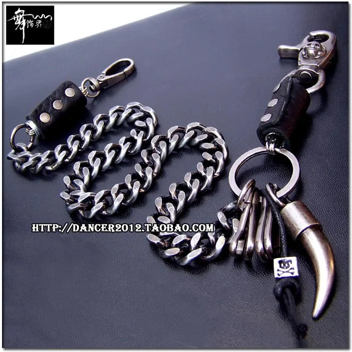 Hip hop mens skeleton black gun metal wallet chain bicycle truck keychain punk wide waist jeans chain DR42 241115
