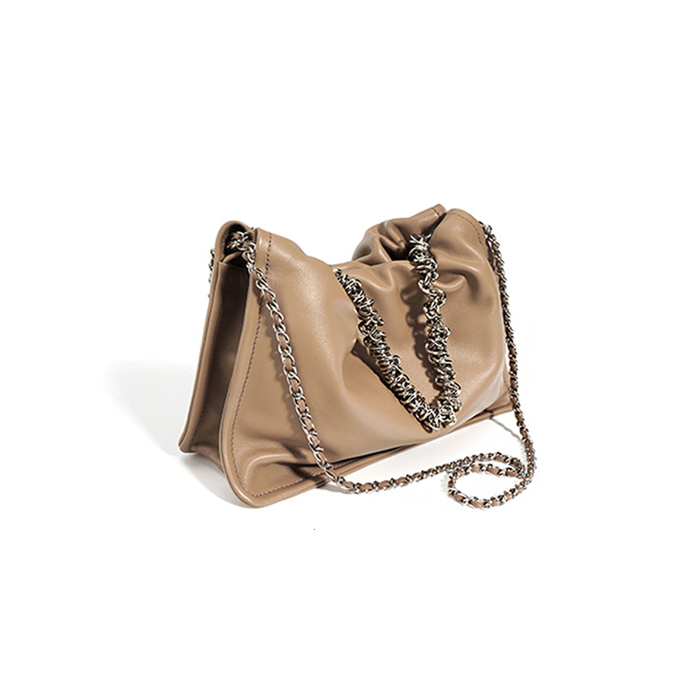 Fashion Trending Cloud Shape Clutch Handbag Split Leather Designer Chain Shoulder Crossbody Bag dddmymoon