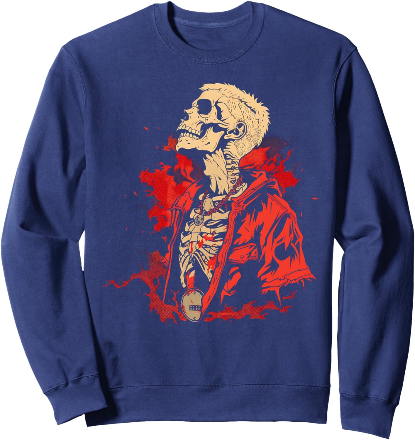 Long Sleeve Shirts for Men sweatshirt Skeleton Guitarist Halloween Costume Outfit Graphic Tee Sweatshirt T shirt Tee Streetwear Casual tops clothes