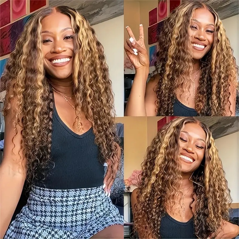 Fashion piano color small curly synthetic wig African hot sale coiled afro long curly wig