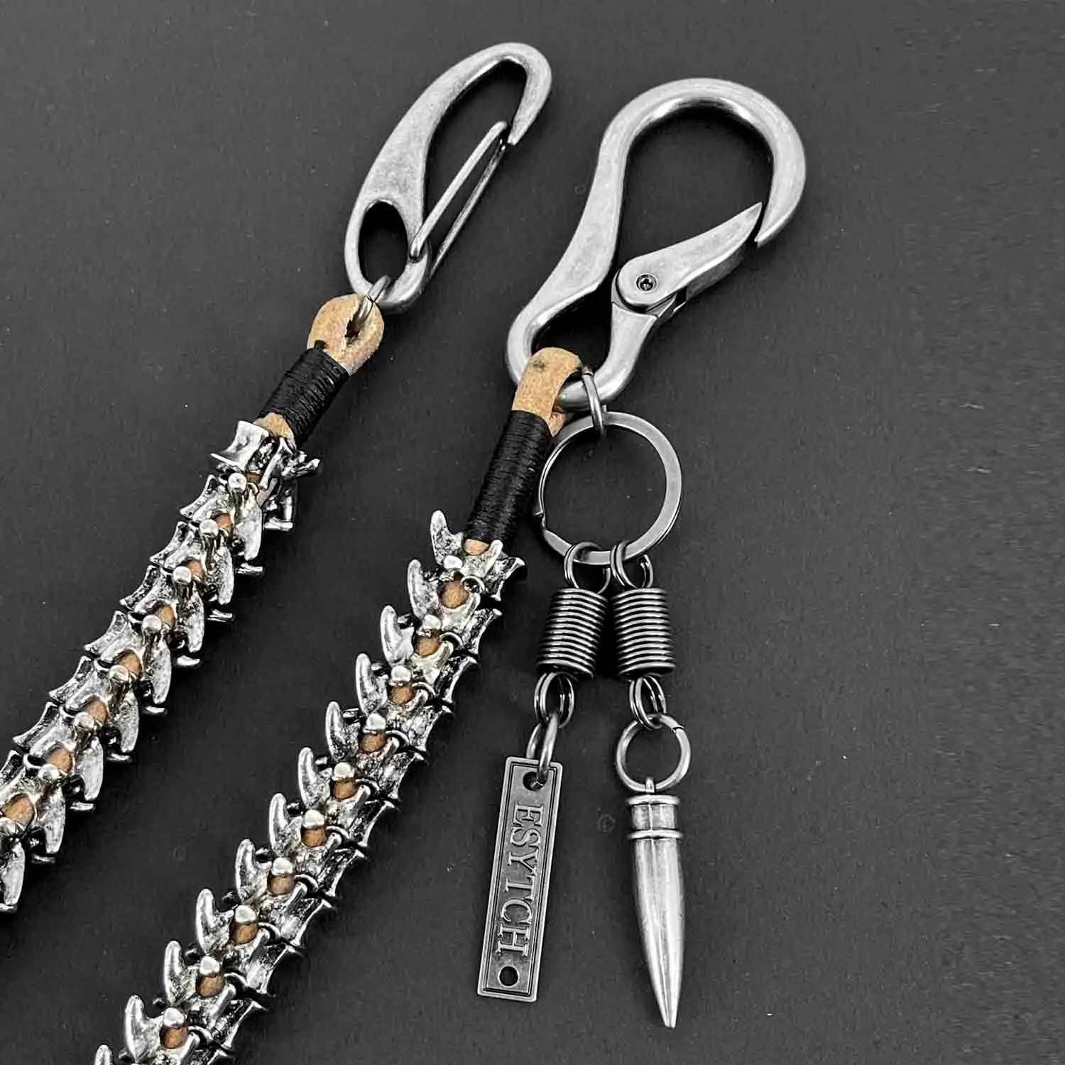 Sturdy punk rocker arm bicycle jeans pants chain stud keychain mens wallet chain 241115