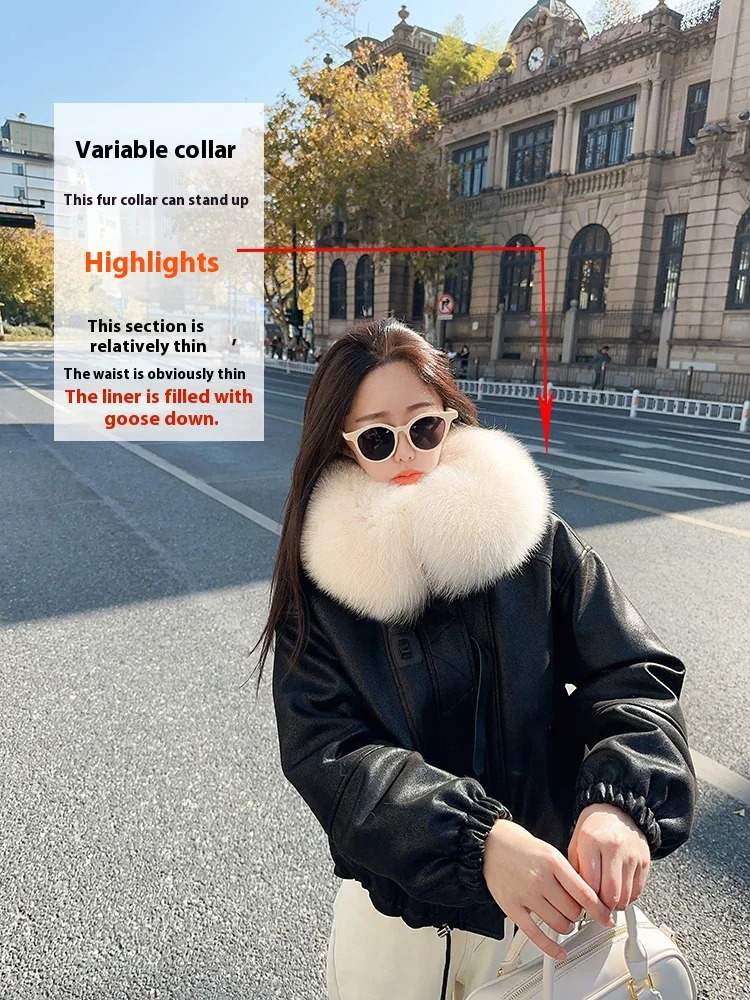 Womens Winter Down Jacket Short Real Natural Fur Collar Coats Suede Fabric Fashionable And ious In Jackets 241115