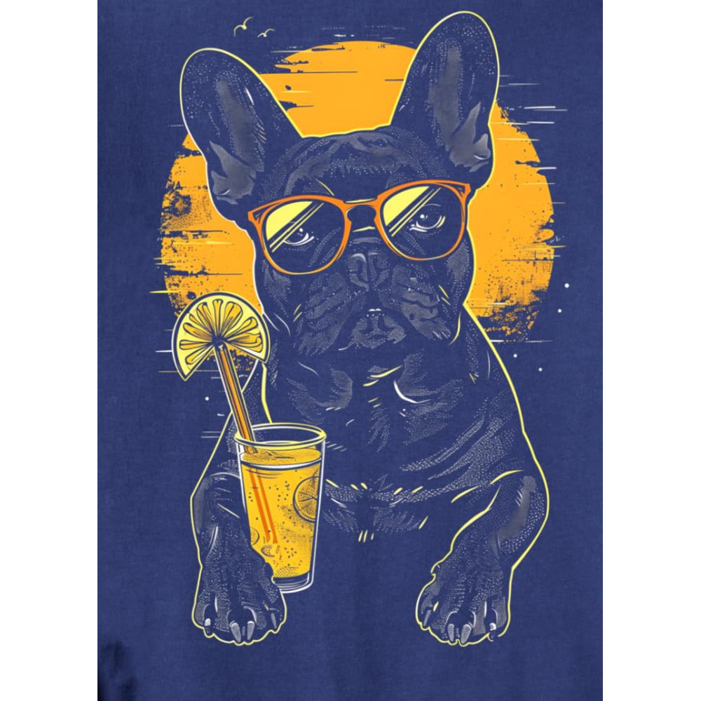 Long Sleeve Shirts for Men sweatshirt French Bulldog Summer Sunglasses Beach Vacation Lemonade Dog Sweatshirt T shirt Tee Streetwear Casual tops cloth