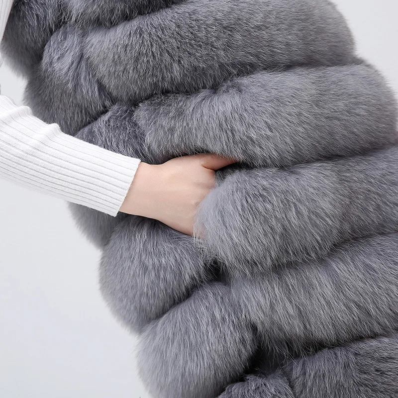 Natural Fur Coat 100 Real Vest Jacket Womens Pretty Warm Coats 241115