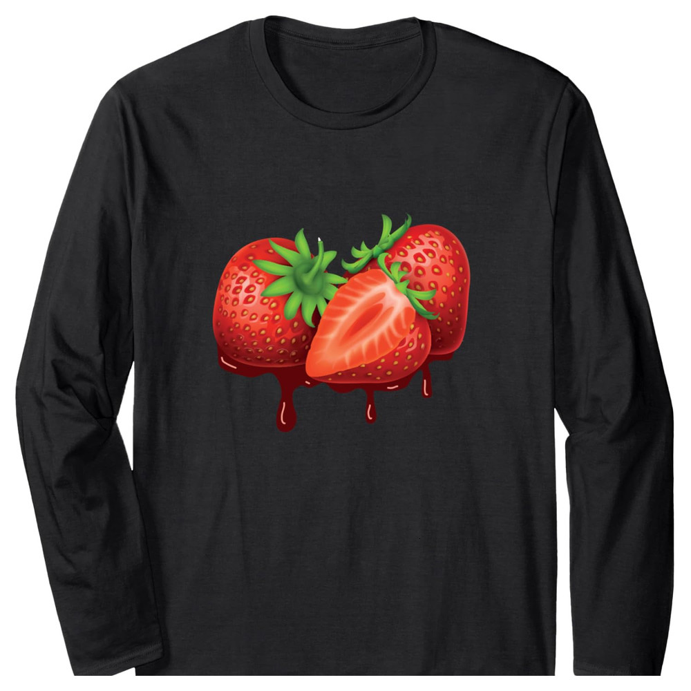 Long Sleeve Shirts for Men sweatshirt Berry Lover Beautiful Strawberries Fruit Lover Gift Long Sleeve T-Shirt T shirt Tee Streetwear Casual tops cloth
