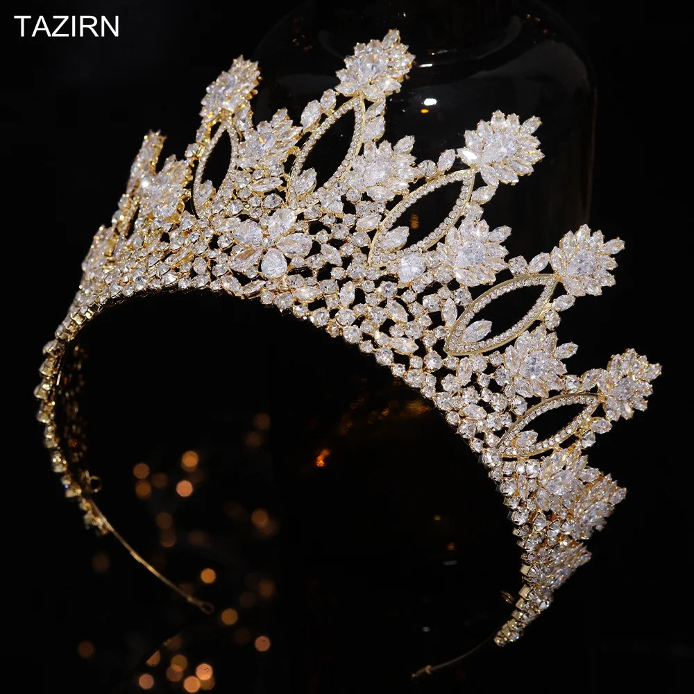 High Tiaras cubic zirconia wedding crown brides headwear princess Corona jewelry womens headwear gift 241114