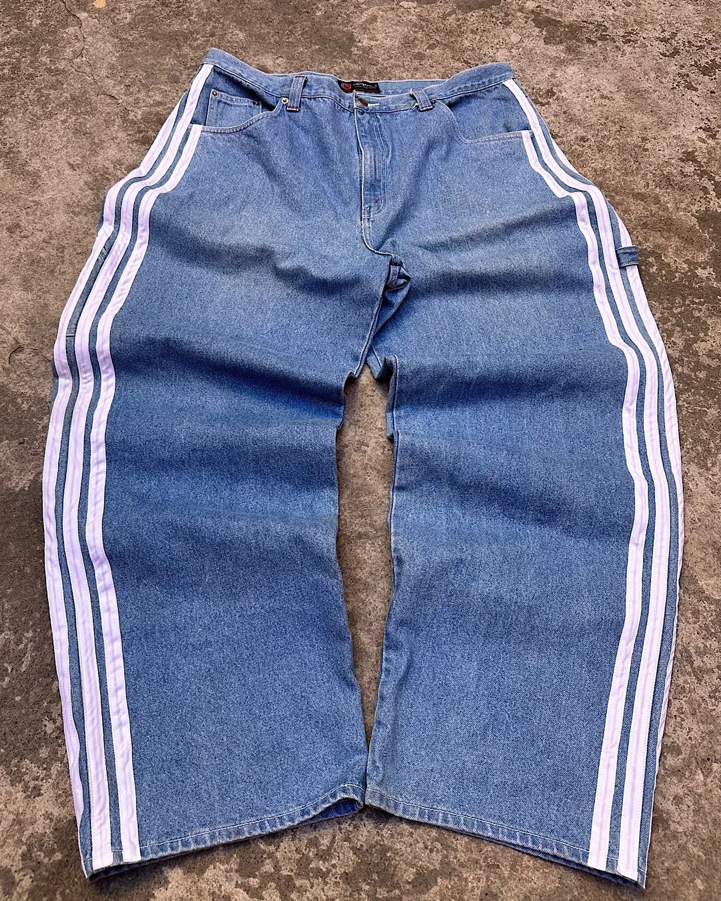 Y2K Jeans Baggy High Quality Embroidered Striped Harajuku Sweatpants Hip Hop Streetwear Casual Wide Leg Denim Pants Aura 241114