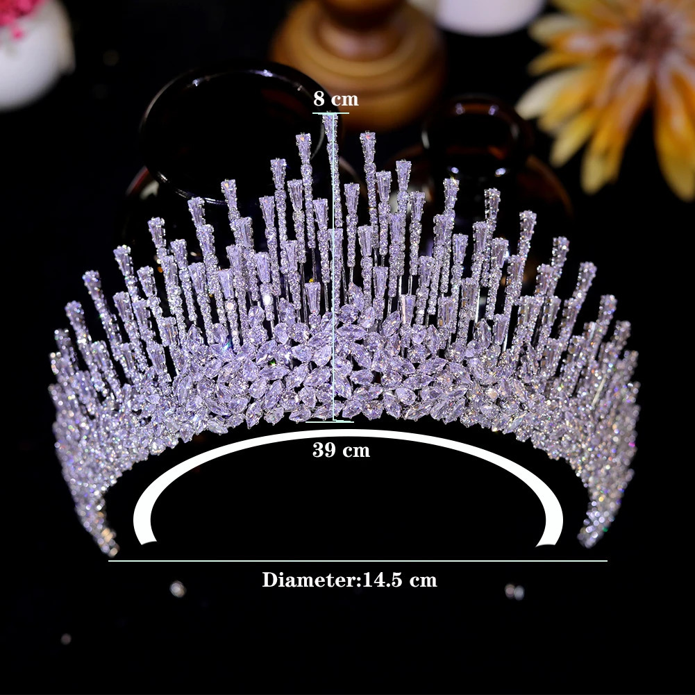 ASNORA Cubic Zirconia Crown Tocados Para Cabello Novia Bridal Head for Wedding Accessories CZ Tiara 241115