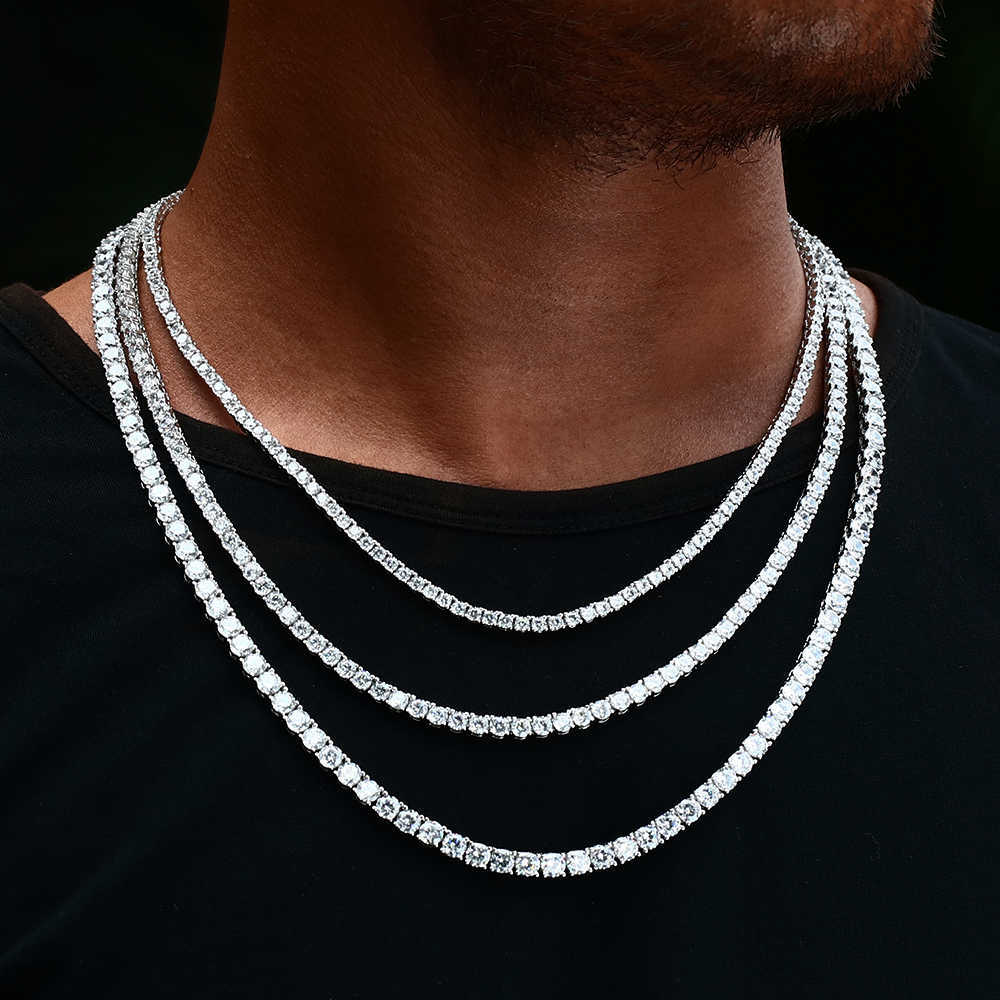 Fine Jewelry Hip Hop Sterg Sier VVS Moissanite Dia Cluster Iced Out Tennis Chain Bracelet Necklace For Men Women