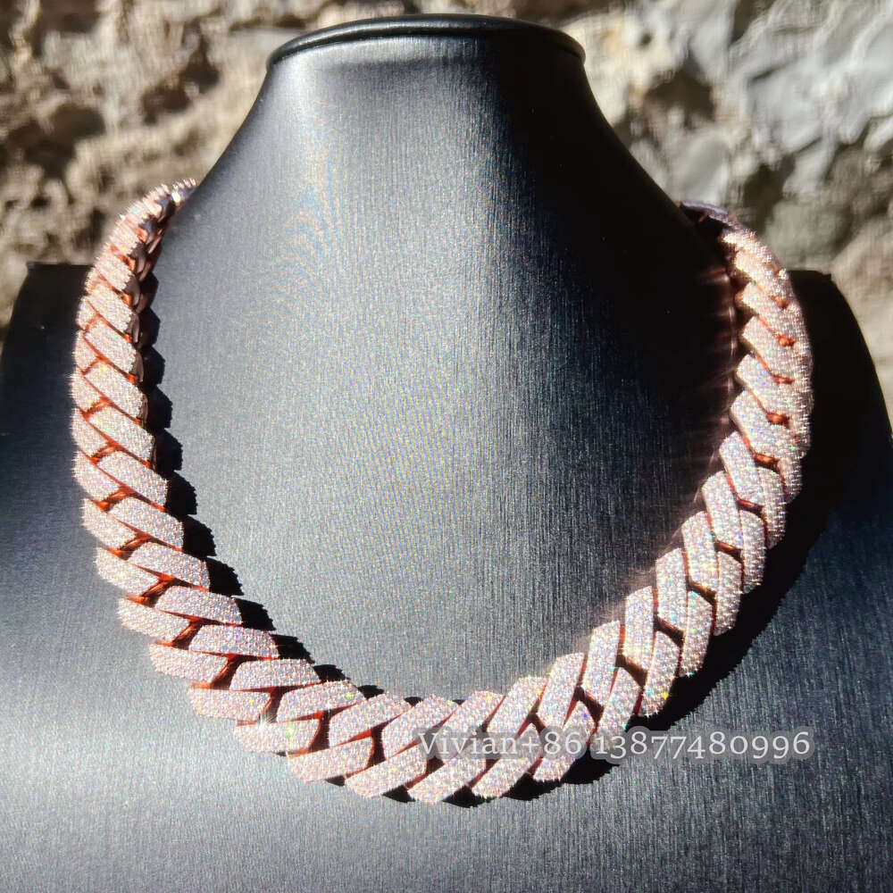 Designer Jewelry Cuban Link Chain Necklace Iced Out Chains 20Mm Width Fashion S Sterling Sier D Color Vvs Moissanite Diamond Cuban Link Chain Hip Hop 