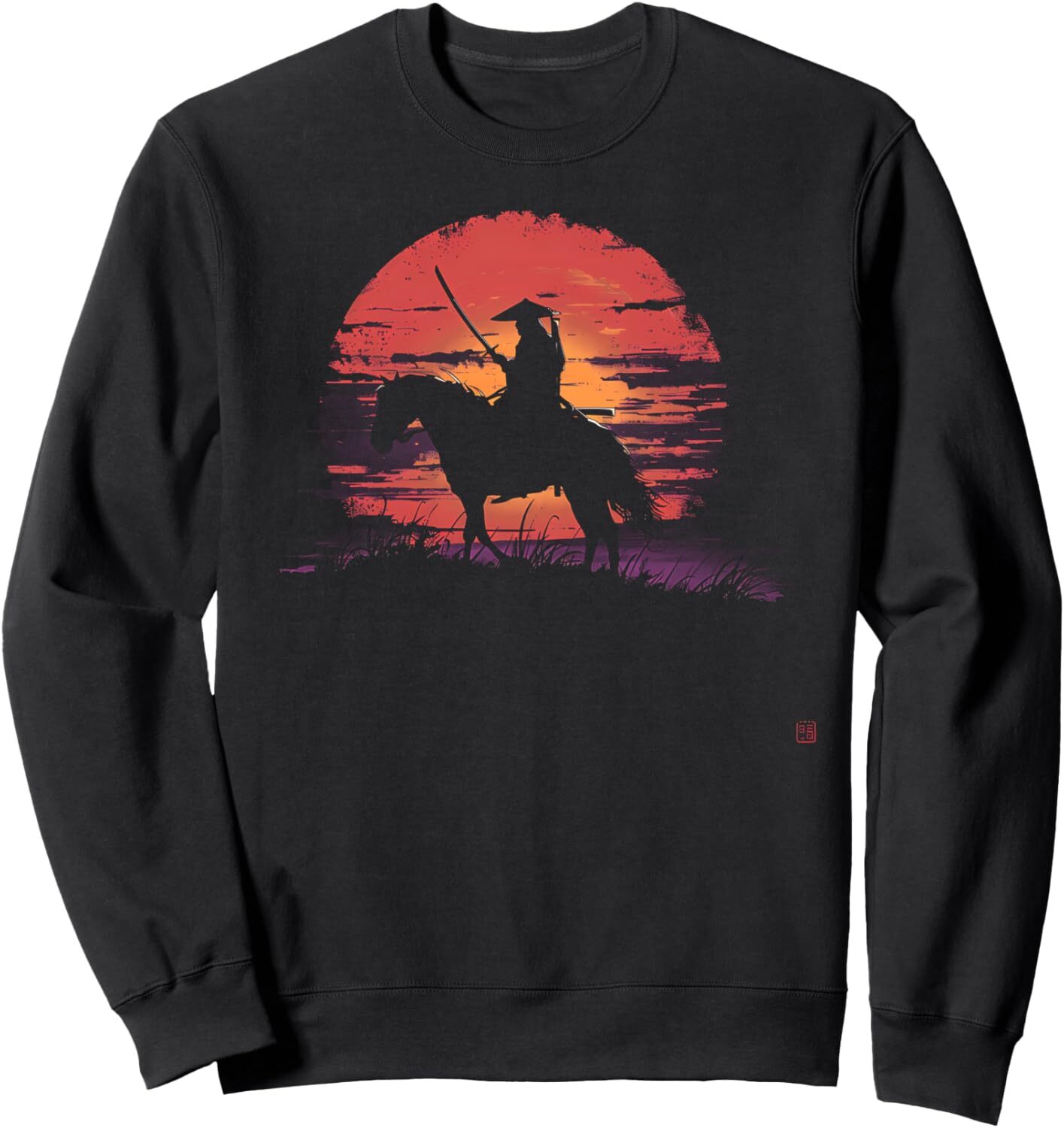 Long Sleeve Shirts for Men sweatshirt Samurai Horse Japan Sunset Warrior Art Silhouette Graphic Sweatshirt T shirt Tee Streetwear Casual tops clothes