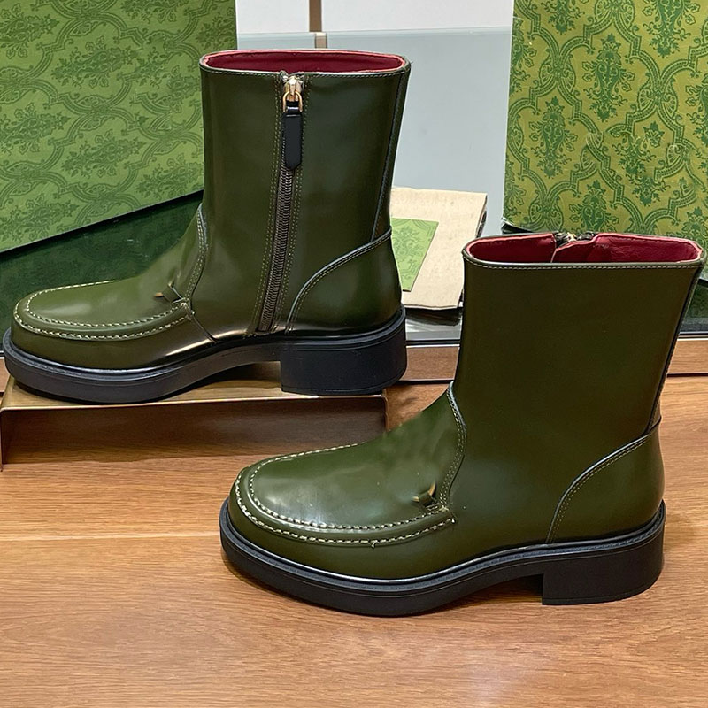 Womens Horsebit Boots designer fashion week leather boots luxury womens winter boots wine red water seven cowhide lining anti slip wear resistant rubber sole boots