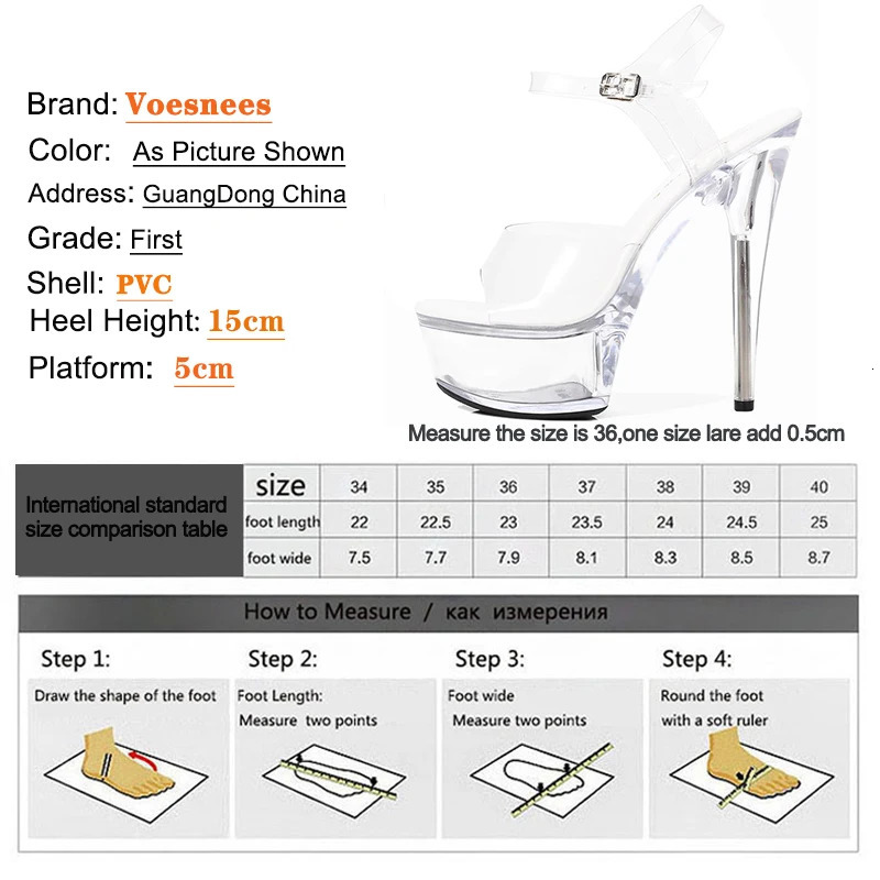 Sexy Super High Heels 15CM Stiletto Shoe for Party Club Stripper Platform Sandals Transparent Crystal Pole Dance 241115