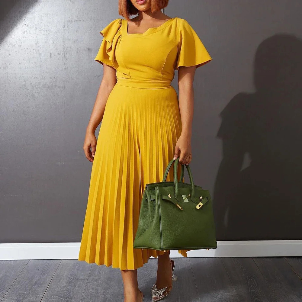Green Blue Yellow White Summer Maxi Dress Women Guest Wedding Party Clothes Elegant Fashion Long Skirt Korean Style 240415