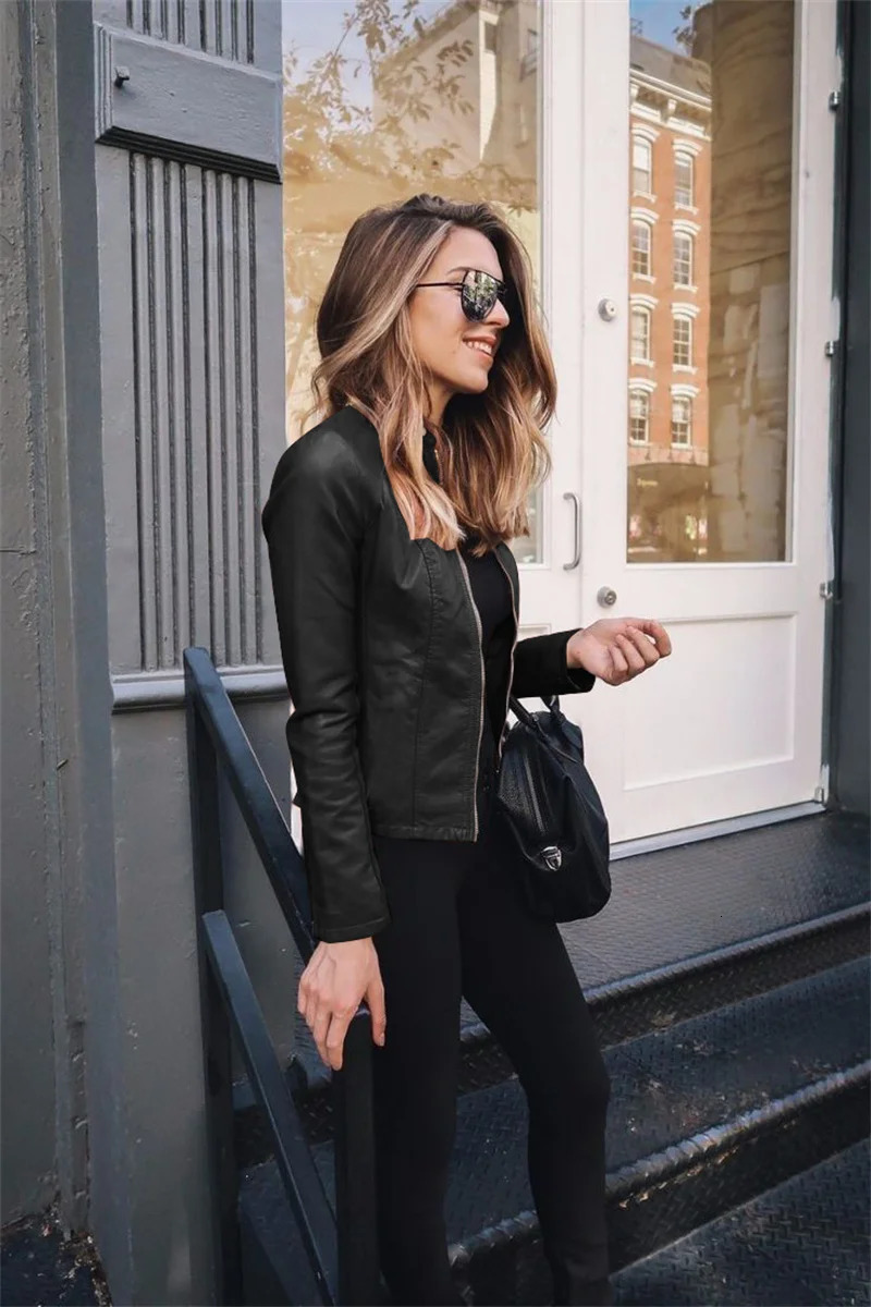 Vintage Women PU Leather Bomber Jacket Fashion Casual Autumn Winter Zipper Windbreaker Streetwear Female Blazer Y2K Clothes 241115