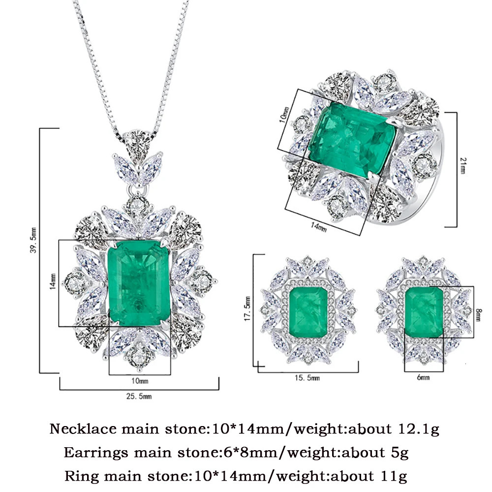 100% 925 Silver Wedding Exquisite Jewelry Set suitable for womens retro jade gemstones high carbon diamond rings pendant necklaces earrings 241115