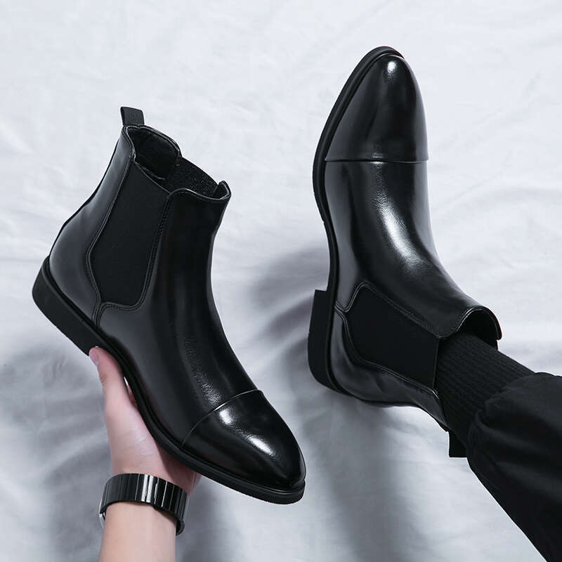 Soled Ankle Black and Red Business Fashion Short Formal Walking Boots Sizes 38-46 Men Boot
