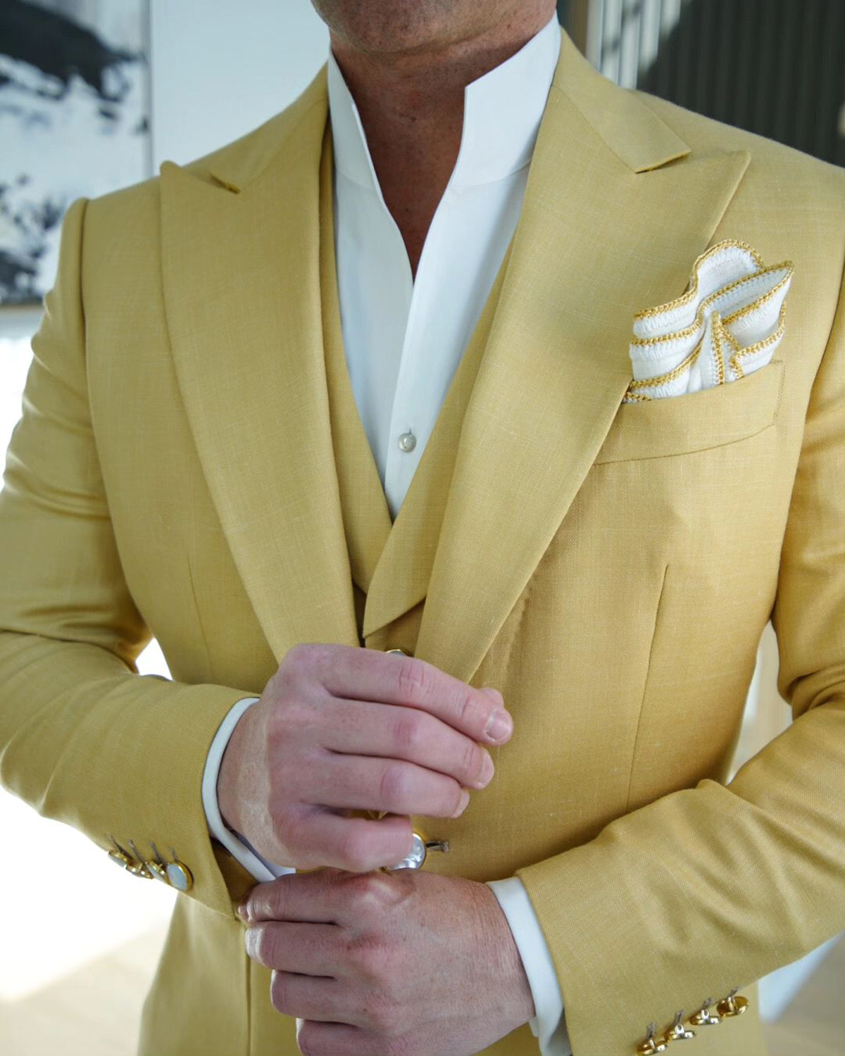 Modern Men's Tuxedos Notched Lapel Single Breasted Groom Wedding Prom Party Blazer Plus Size Suits 3 Pieces Set (Pants+Vest+Coat)