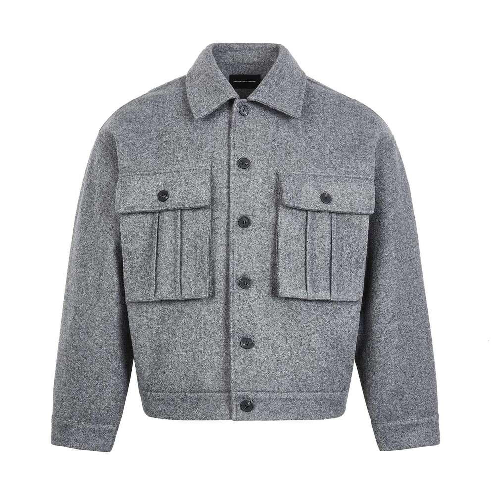 MADEEXTREME Men's Autumn And Winter High-End Woolen Loose Shirt Style Jacket, Thickened Warm Coat