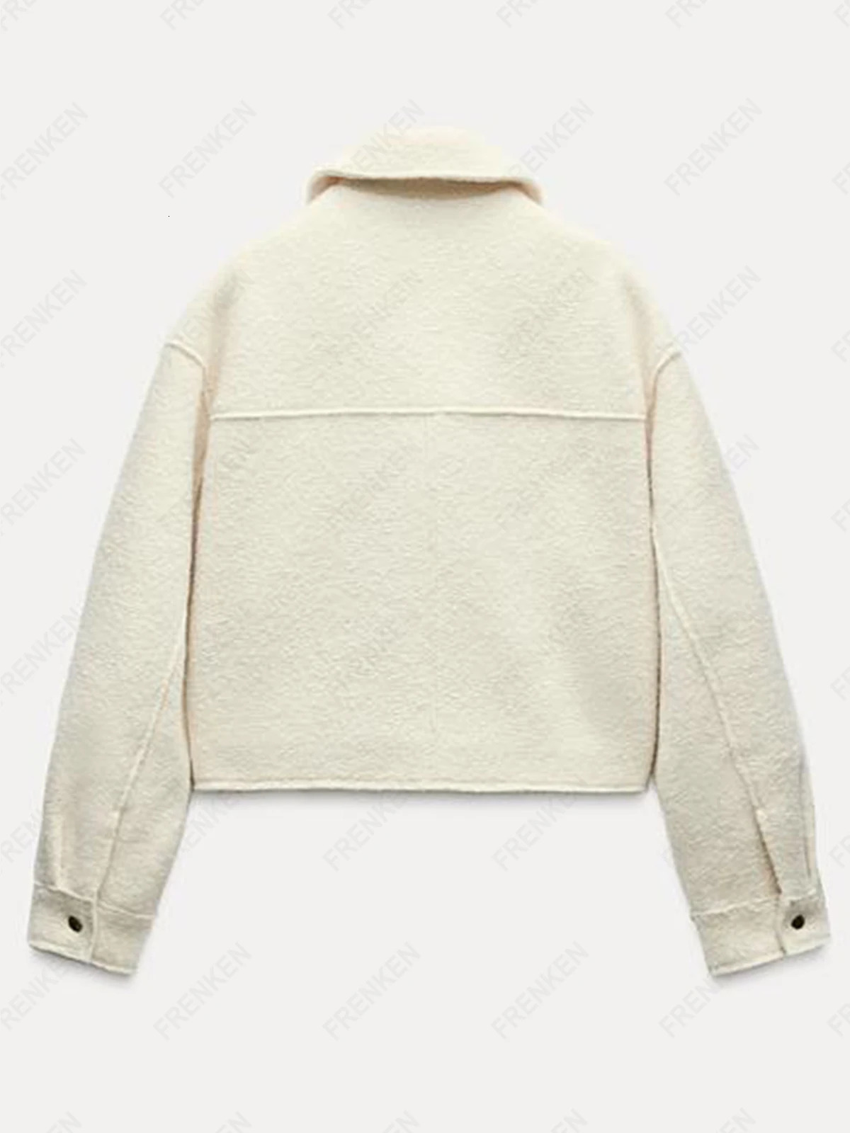 Frenken Autumn and Winter Womens Jacket Short Tweed Retro Lapel Long Sleeves Zipper Fashionable Elegant Woolen Outerwear 241115