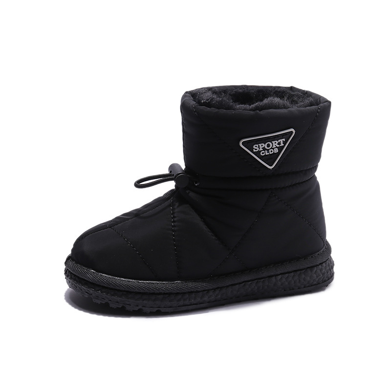 Winter Kids Snow Boots Thick Fur Morden Sewing Elastic Band Children Youth Boots Flat Black Brown Non-slip Cutefeet Warm Boys Girls Toddler Boots Shoe