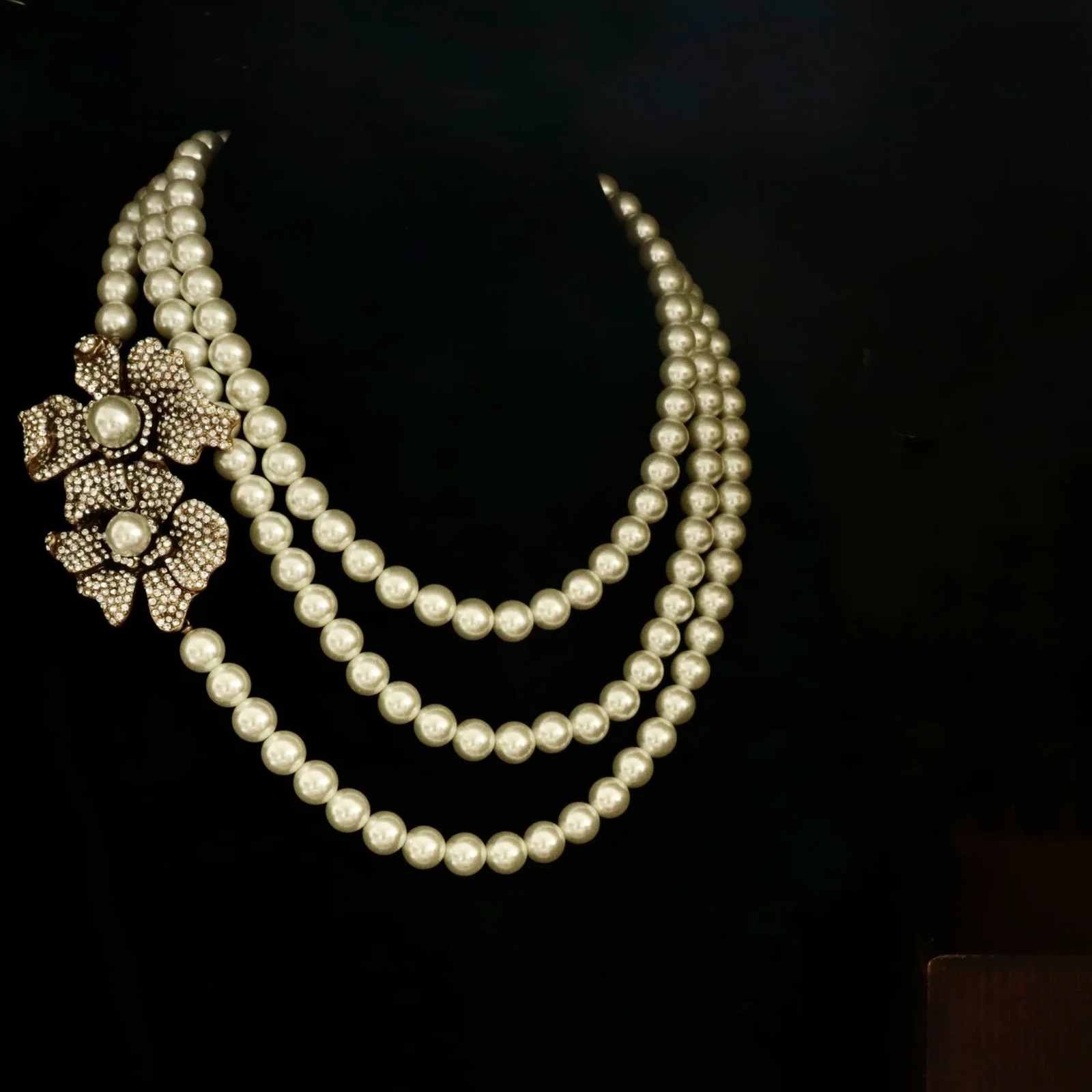 Retro Sweet Flower Earrings Detachable Multi functional Pearl Necklace Set 241115