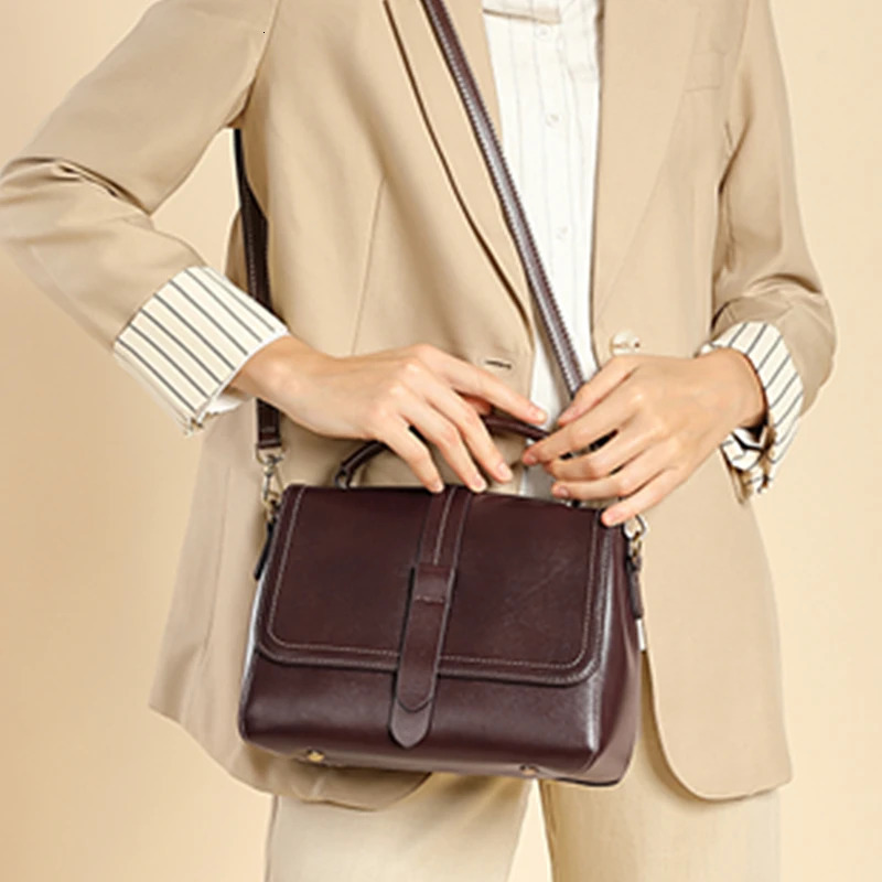 Toptrends Natural Genuine Leather Small Tote Handbags For Women y ner Short Handle Ladies Shoulder Crossbody Bags 241111