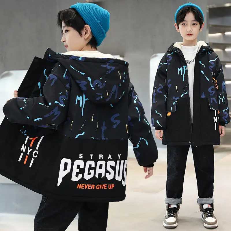 5 6 8 10 12 Year Youth Boys Jacket Autumn Thick Warm Childrens Jacket Fashion Zipper Hooded Boys Jacket New Childrens Clothing X241115